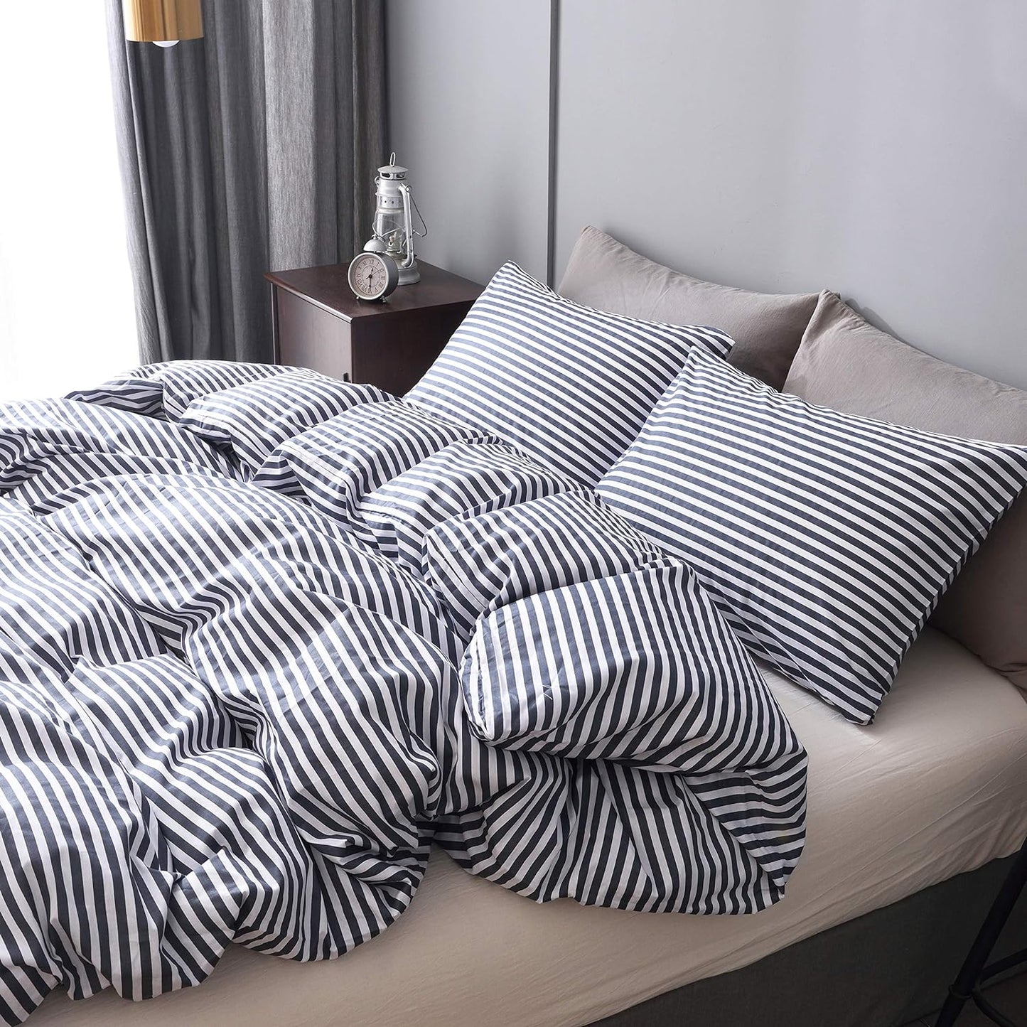 Funda de duvet 100% algodón, patron blanco con lineas de colores - Dulces Bed & Home