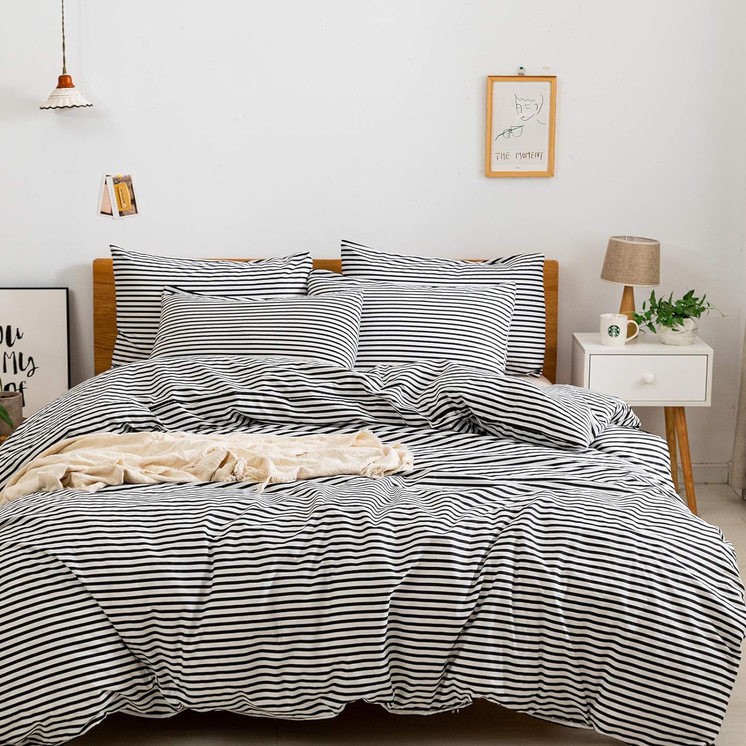 Funda de duvet 100% algodón, patron blanco con lineas de colores - Dulces Bed & Home