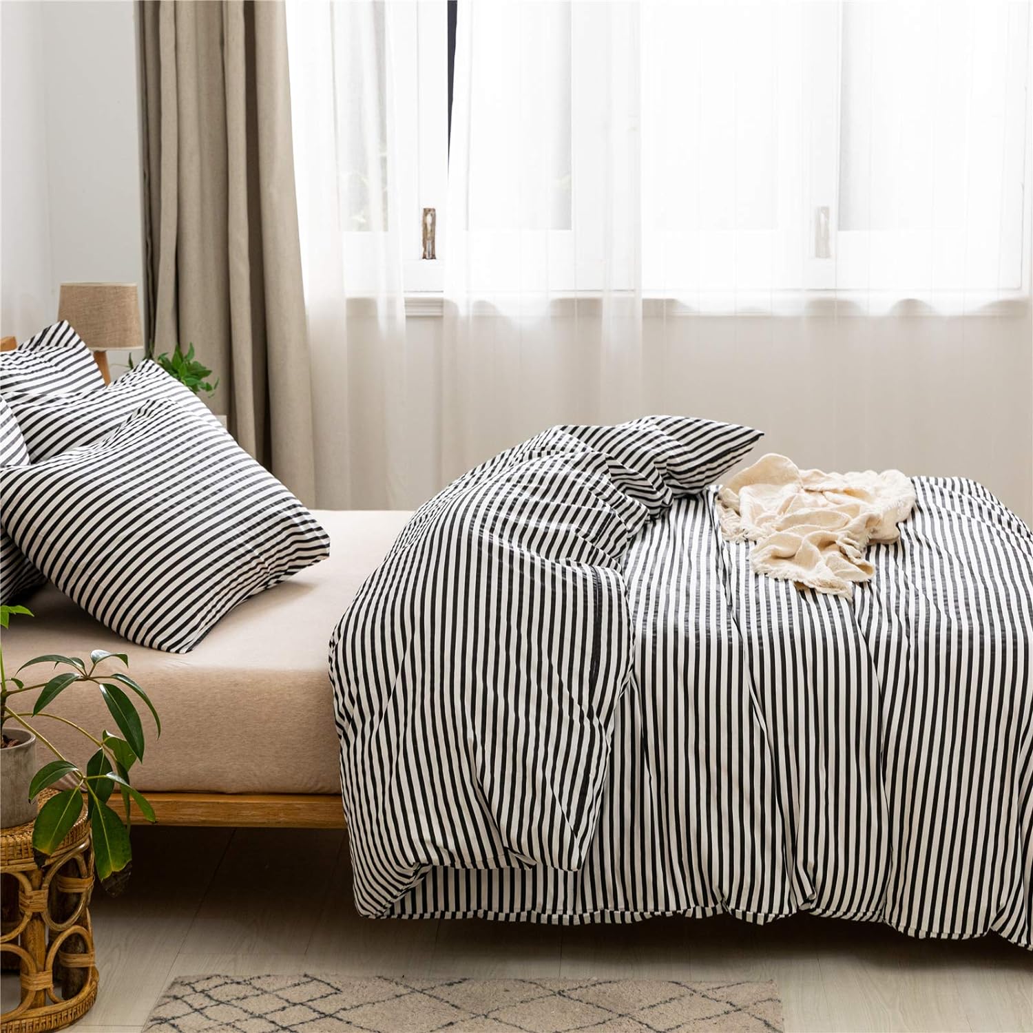 Funda de duvet 100% algodón, patron blanco con lineas de colores - Dulces Bed & Home