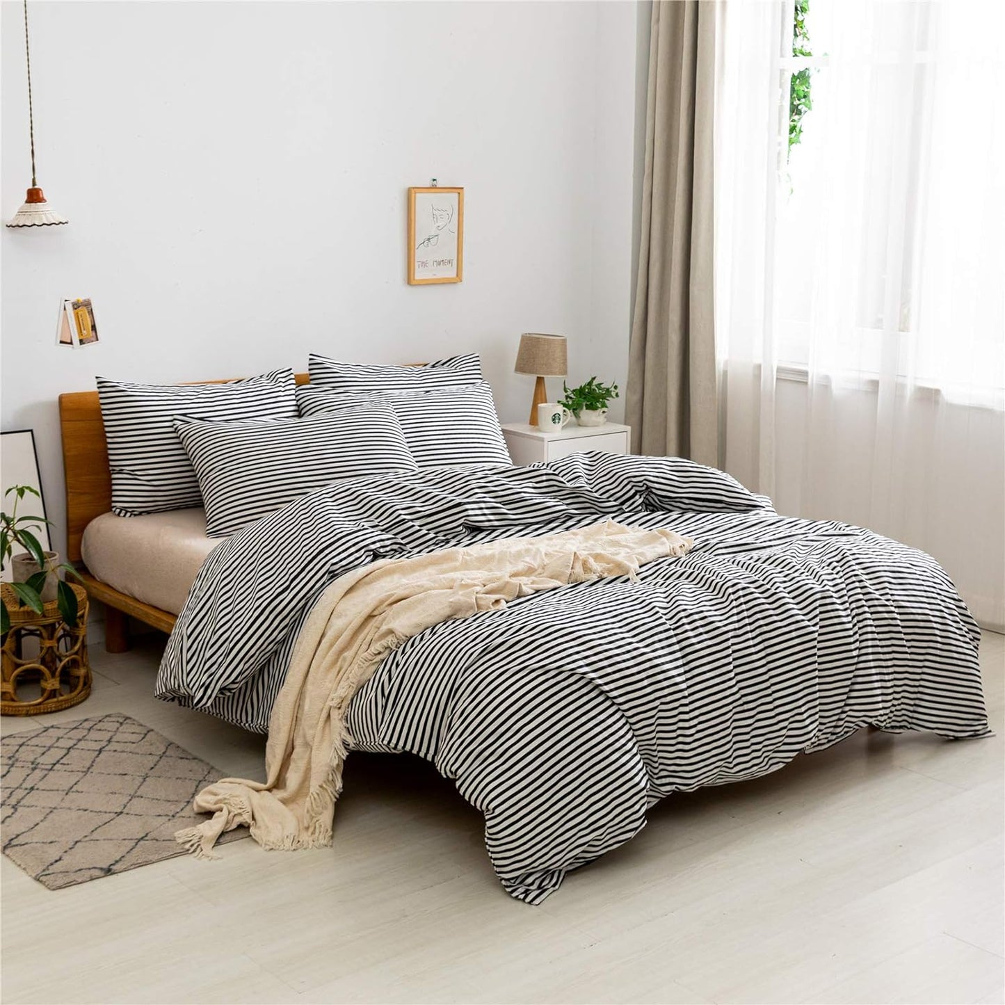 Funda de duvet 100% algodón, patron blanco con lineas de colores - Dulces Bed & Home