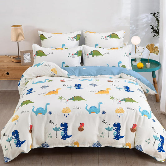 Juego de funda de duvet dinosaurios reversible azul 100% algodón - Dulces Bed & Home