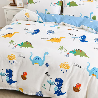 Juego de funda de duvet dinosaurios reversible azul 100% algodón - Dulces Bed & Home