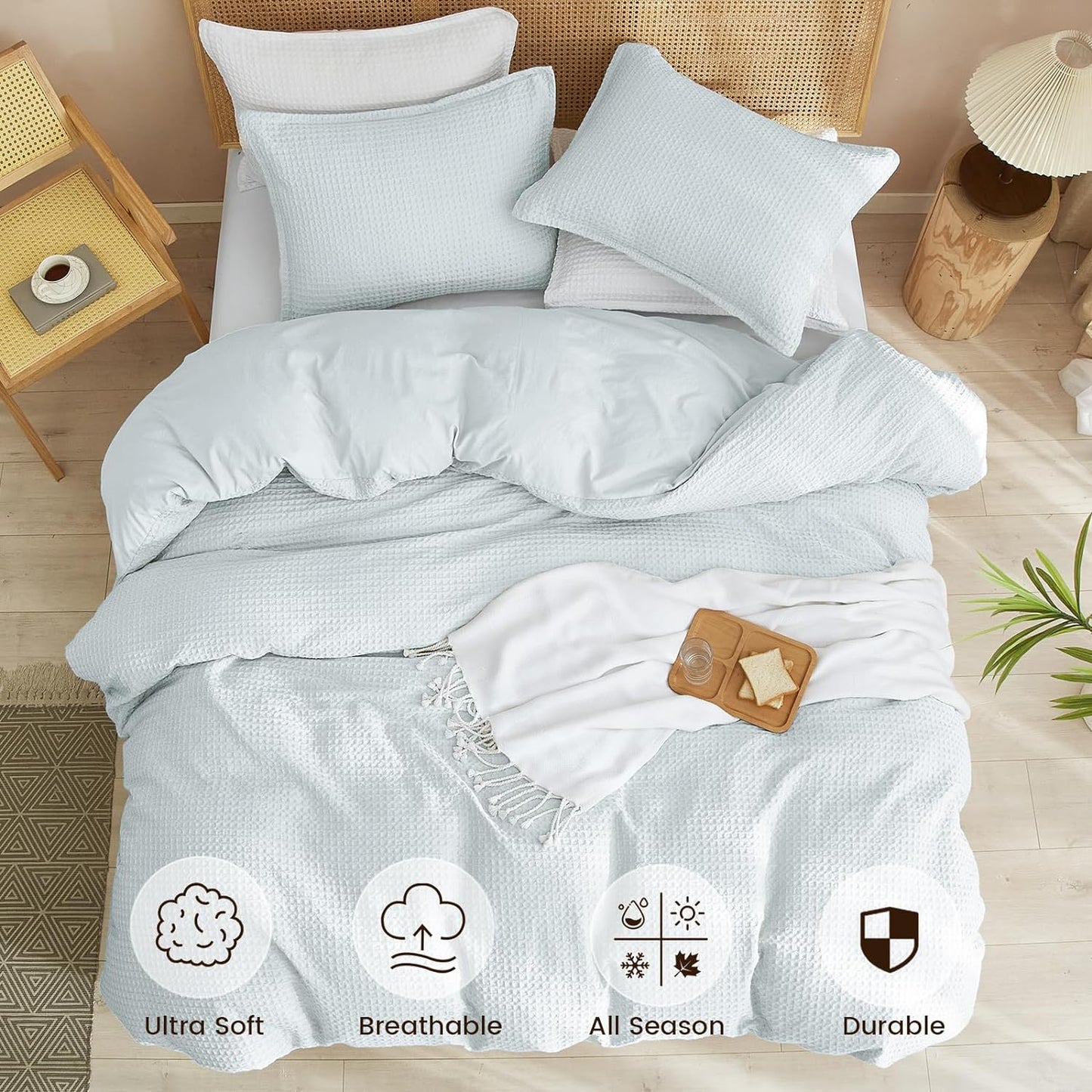 Juego de funda de duvet textura waffle weave - Dulces Bed & Home