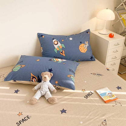 Juego de funda de duvet con diseño de galaxia espacial en azul marino 100% algodón - Dulces Bed & Home