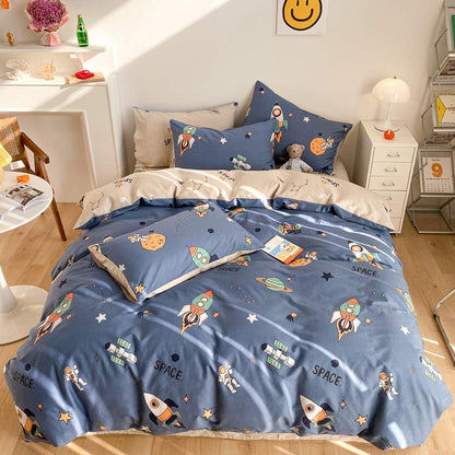 Juego de funda de duvet con diseño de galaxia espacial en azul marino 100% algodón - Dulces Bed & Home