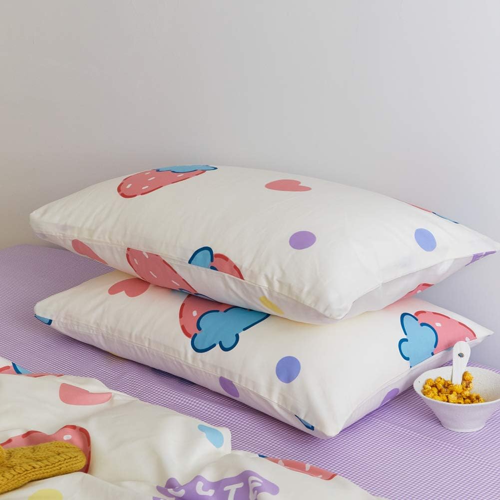 Juego de funda de duvet fresas reversible morado 100% algodón - Dulces Bed & Home